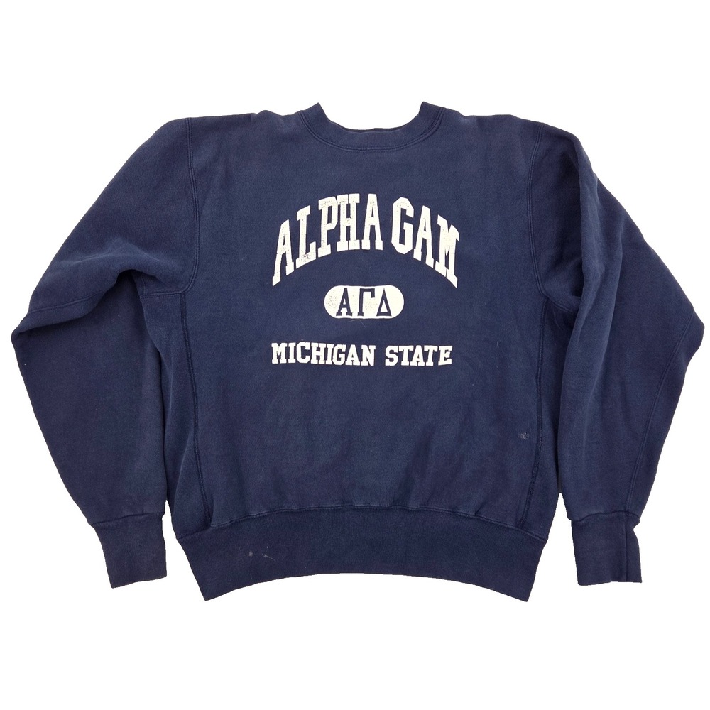 VTG 90s Alpha Gamma Delta Champion Reverse Weave Sweatshirt Michigan State Sz XL
